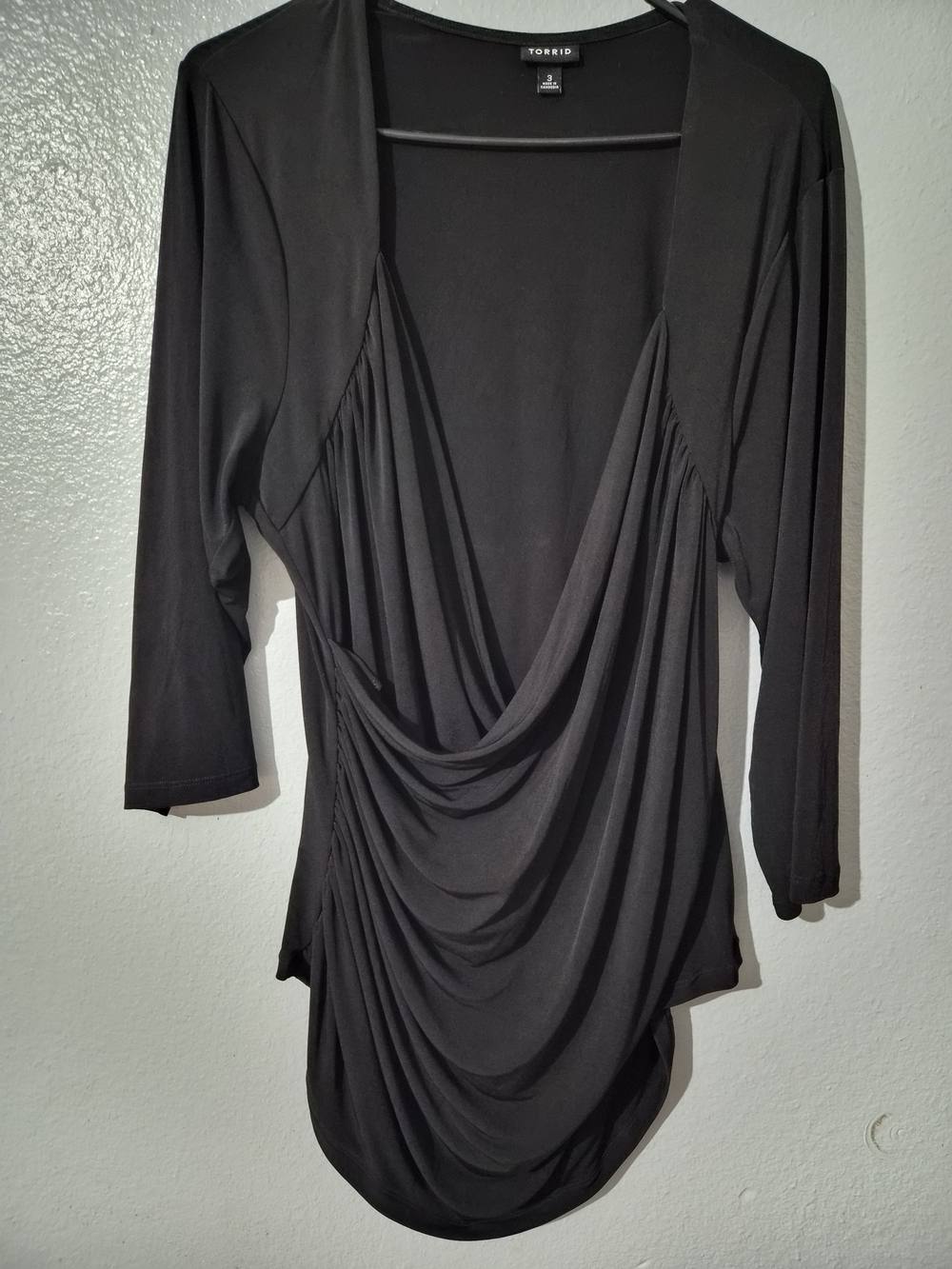 torrid Black Draped Ruched V-Neck Tunic Top